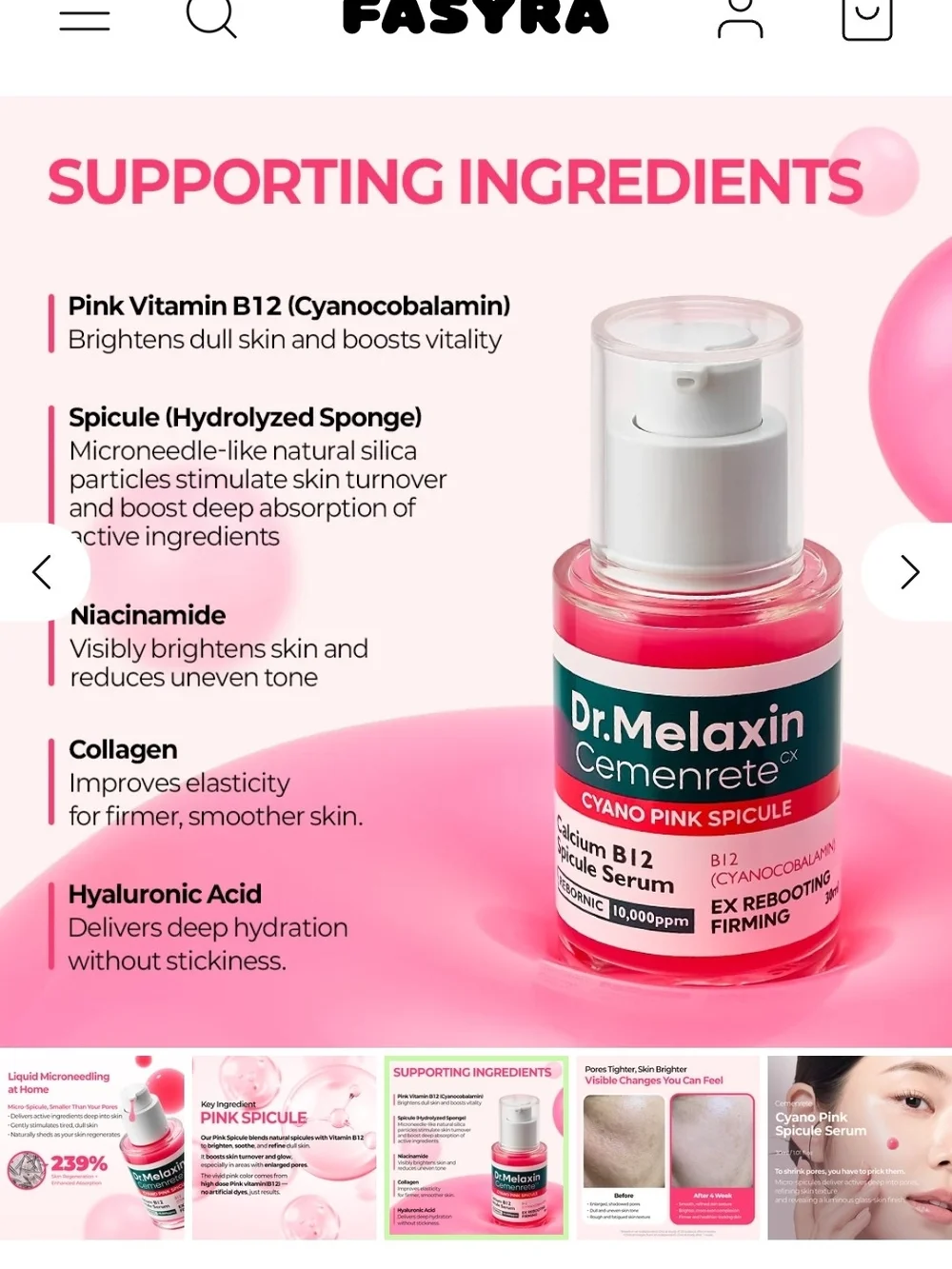 Cyano Pink Spicule Calcium B12 Serum - Pink